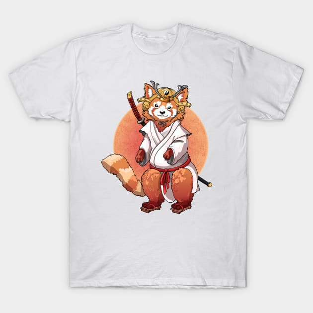 Red Panda Samurai T-Shirt by LediDi17